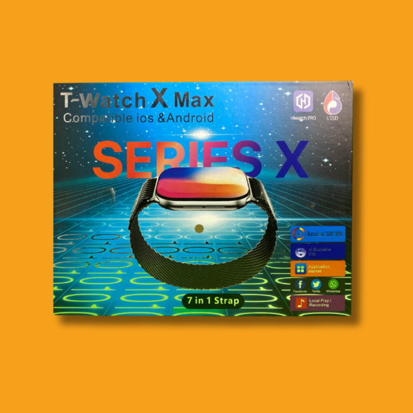 T-watch X Max 7 In 1 Strap | Best Quality Smart Watch Brightness Screen | T-watch X Max Super Amoled ( Random Color ) - Image 2